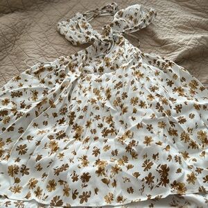 EUC Sky to Moon cut out dress size Medium. 
 Floral White a tan and brown
